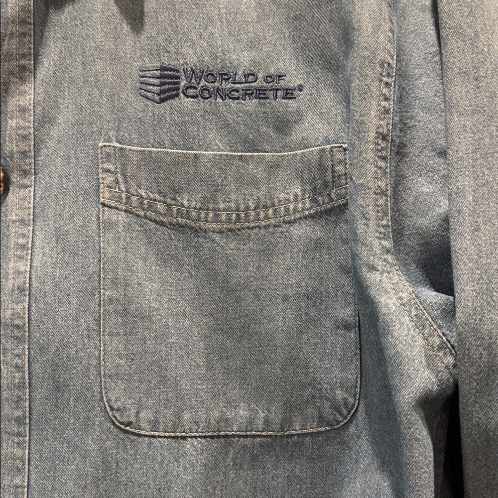 Blue Denim Button-Up Shirt men size medium: WOC: World Of Concrete Fashion - Picture 2 of 5